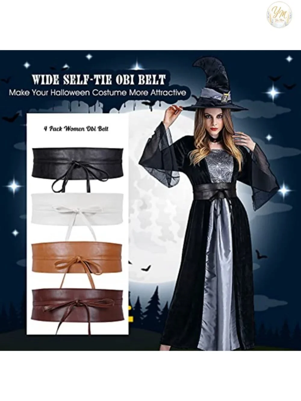 Wide PU Leather Self Tie Obi Belt for Women - Cinch Waist Corset Belt